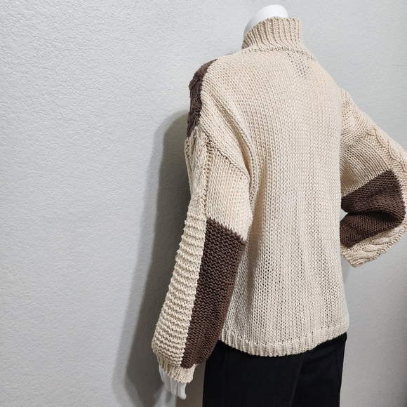 VNTG Counterparts Knitted by Hand Brown Mockneck Sweater Size S - Picture 3 of 11